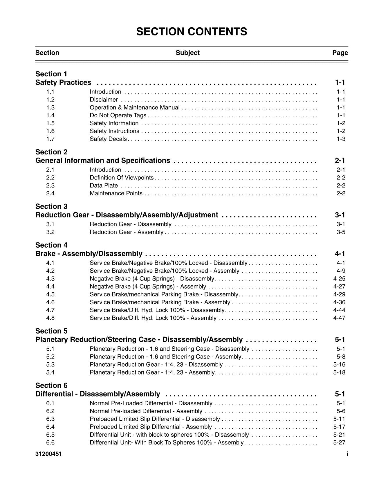 Caterpillar TH255 Telehandler Axle Disassembly Assembly Service Manual SN TBS-