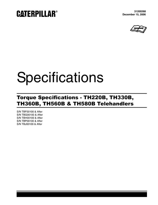 Manuel d'entretien complet du chariot télescopique Caterpillar TH360B TH560B SN TBH- TBP-