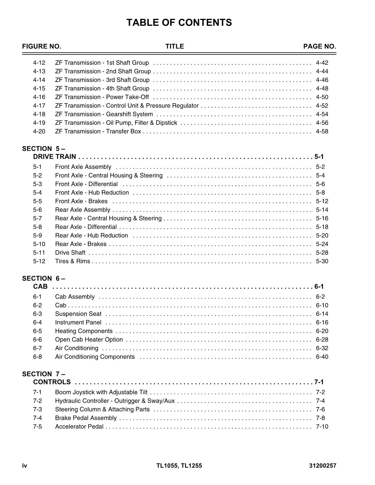 Caterpillar TL1055 TL1255 Telehandler Parts catalog Manual SN TBM- TBN-