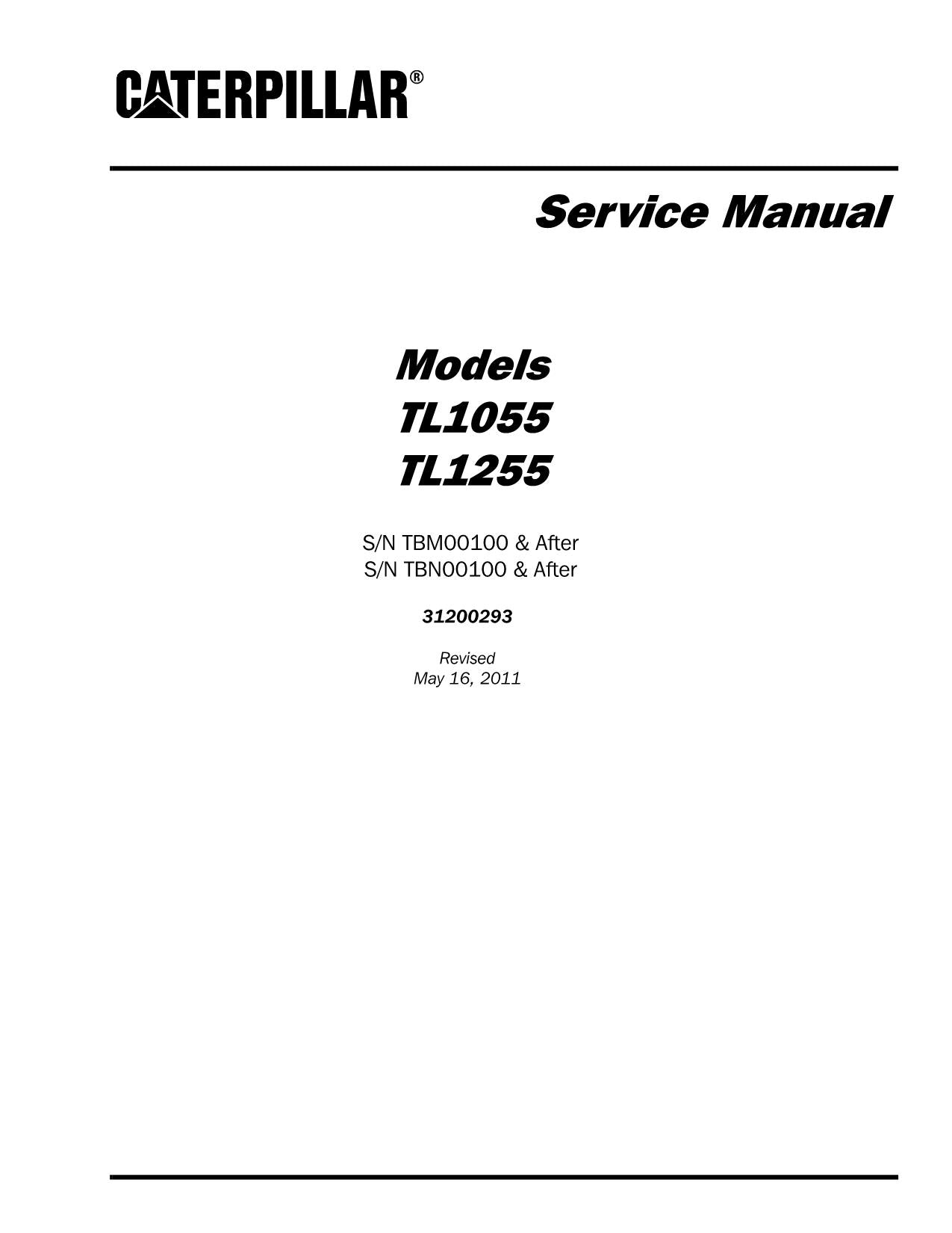 Manuel d'entretien du chariot télescopique Caterpillar TL1055 TL1255