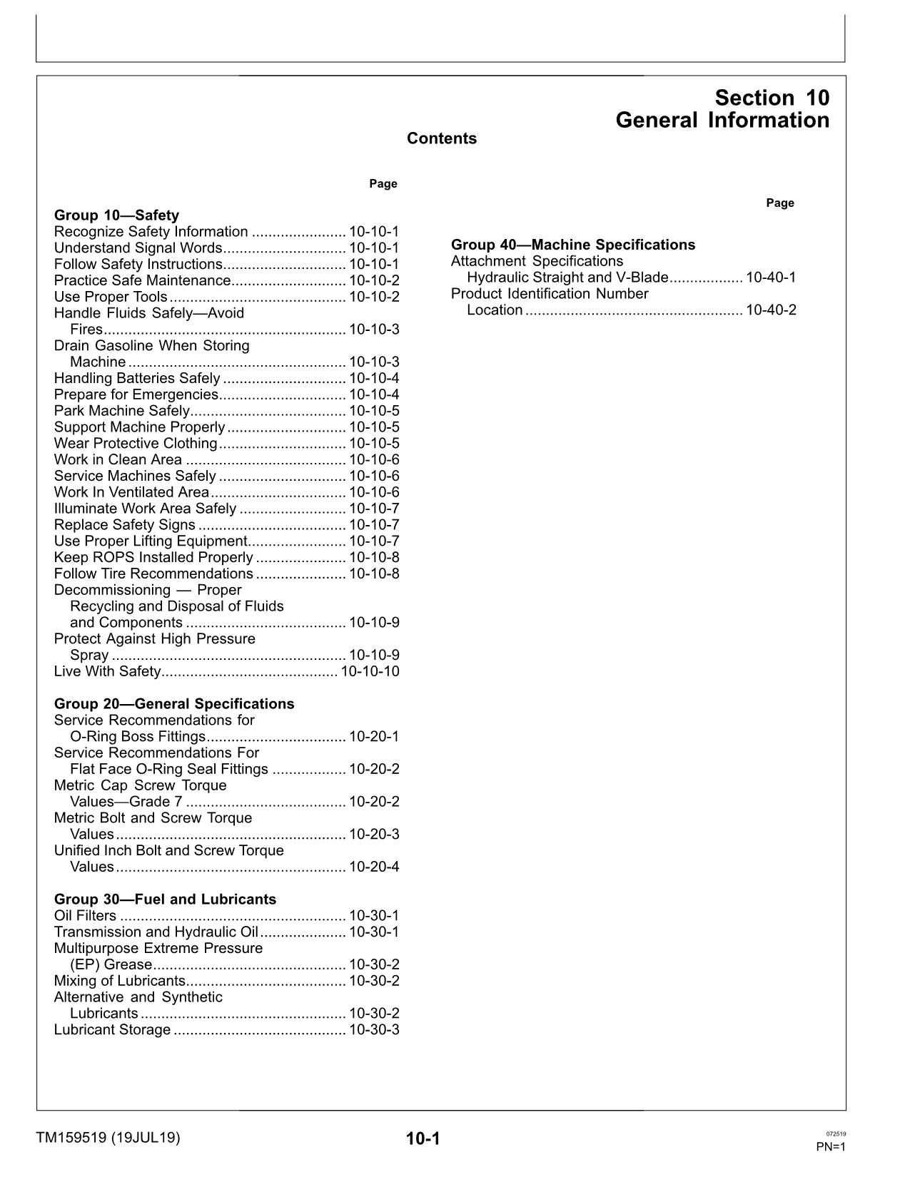 John Deere 72 inch Hydraulic Straight V-Blade XUV835 XUV865 Gator Service Manual