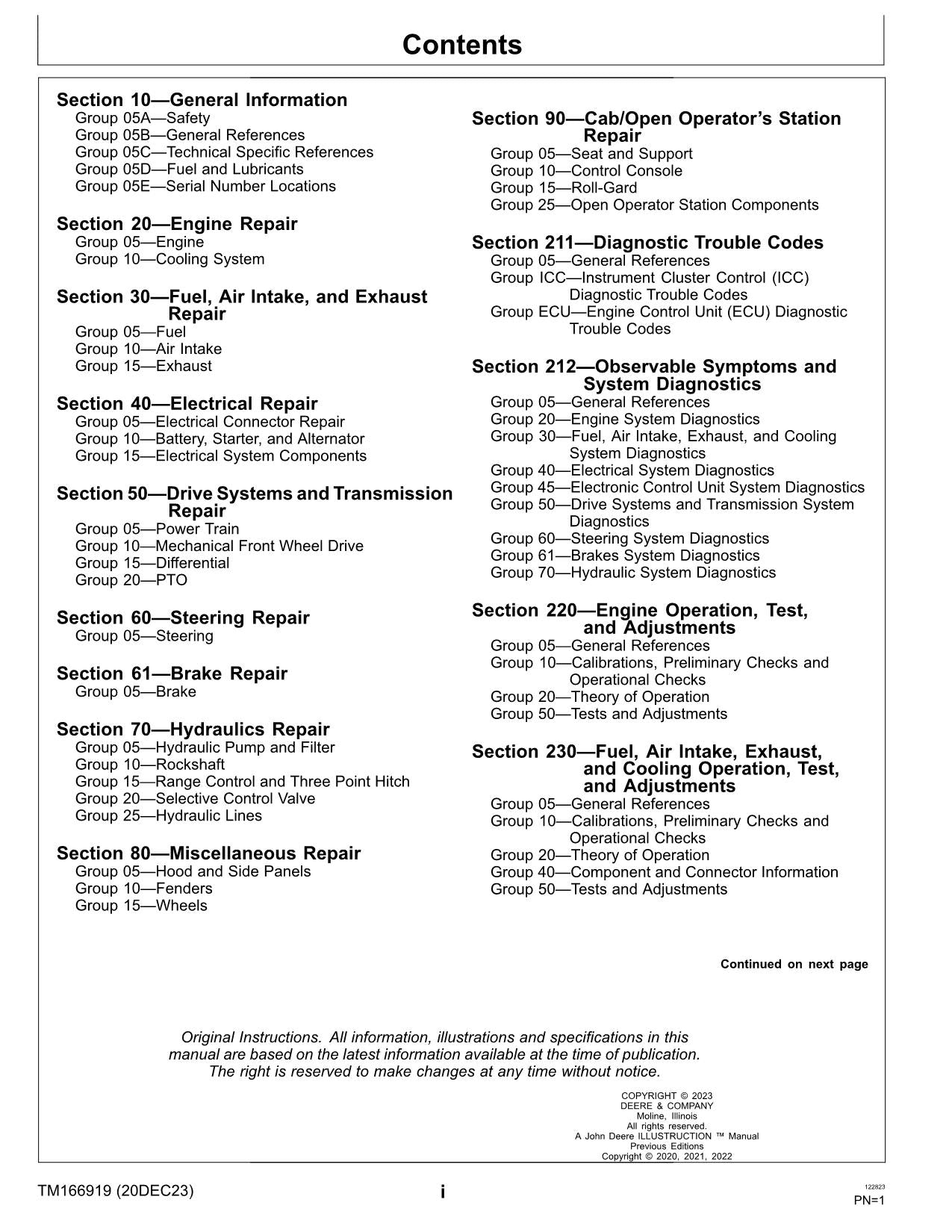 JOHN DEERE 3025E 3038E 3032E TRACTOR DIAGNOSTIC REPAIR SERVICE MANUAL TM166919