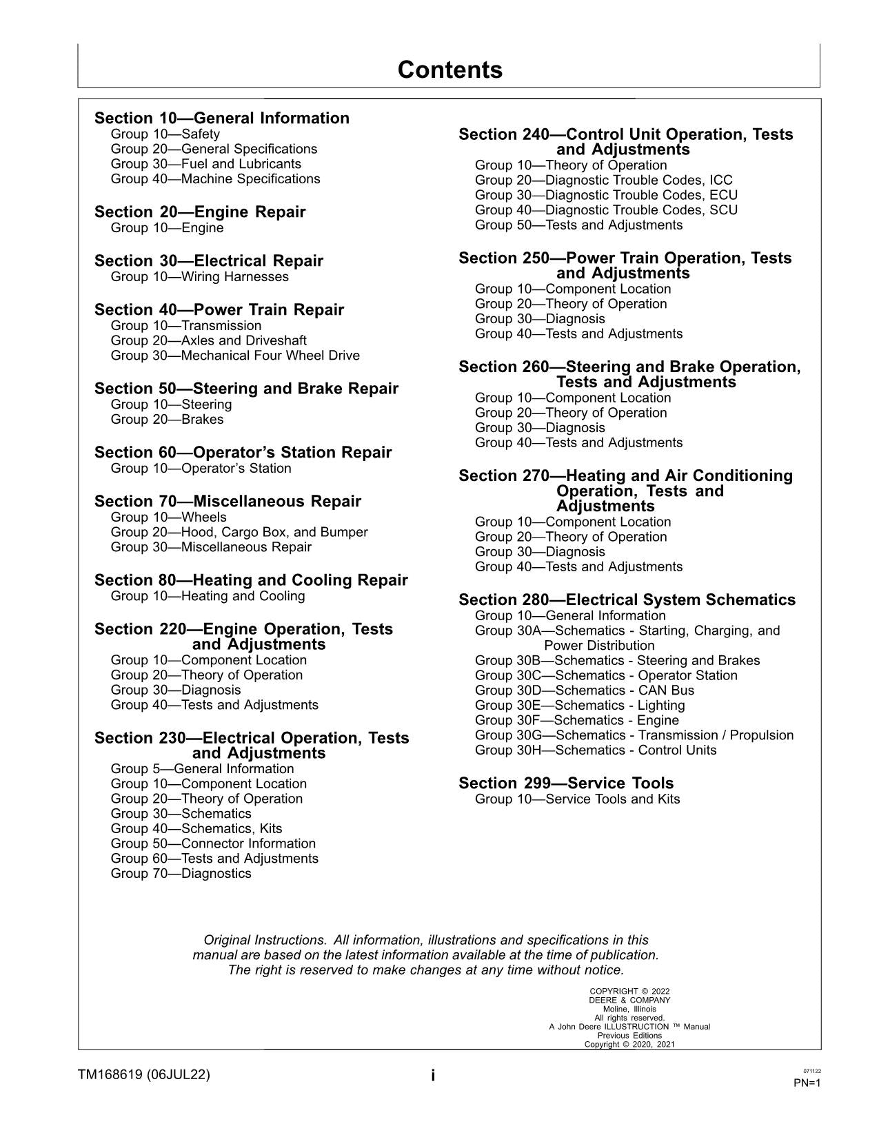 John Deere XUV835E XUV835R XUV835M Gator Service Manual 010001-040001