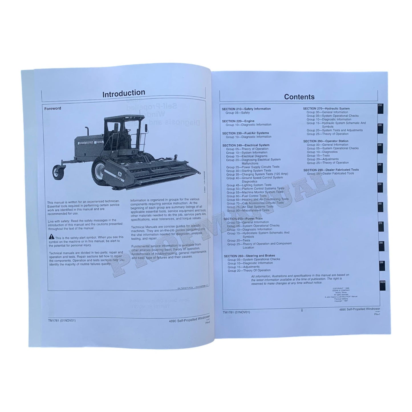 JOHN DEERE 4890 WINDROWER-BETRIEBSTEST-SERVICEHANDBUCH