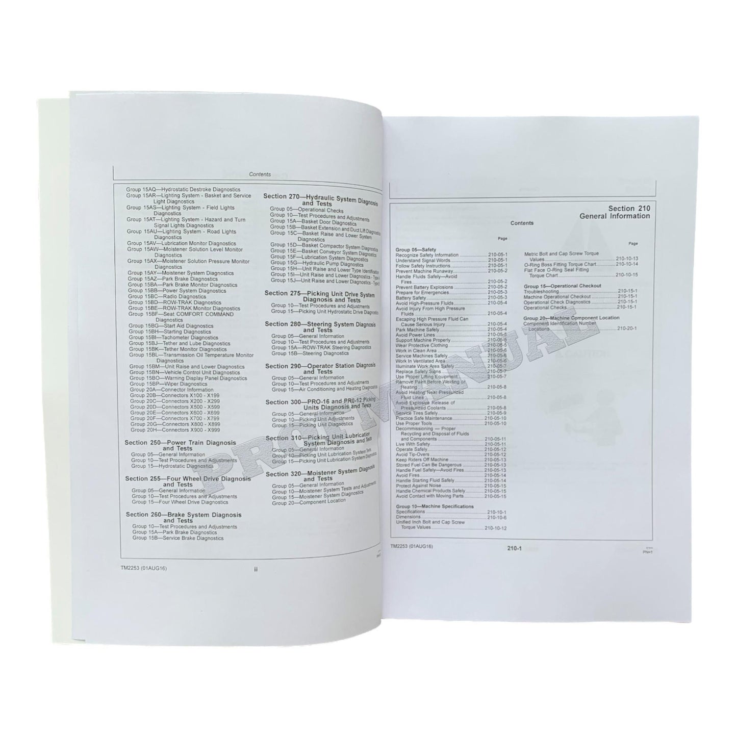 JONH DEERE 9996 COTTON PICKER REPAIR SERVICE DIAGNOSTIC MANUAL TM2252 TM2253