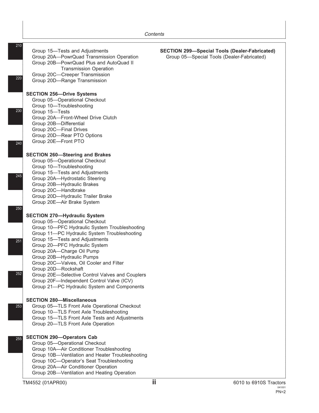 JOHN DEERE 6210 6410 6510 6610 6810 6910 6010 6110 TRACTOR OPERATION TEST MANUAL