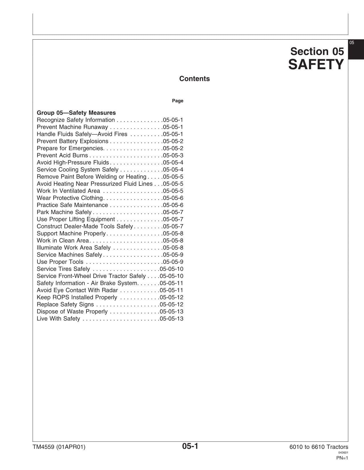 JOHN DEERE SE6610 SE6010 SE6110 SE6310 SE6410 TRACTOR REPAIR SERVICE MANUAL