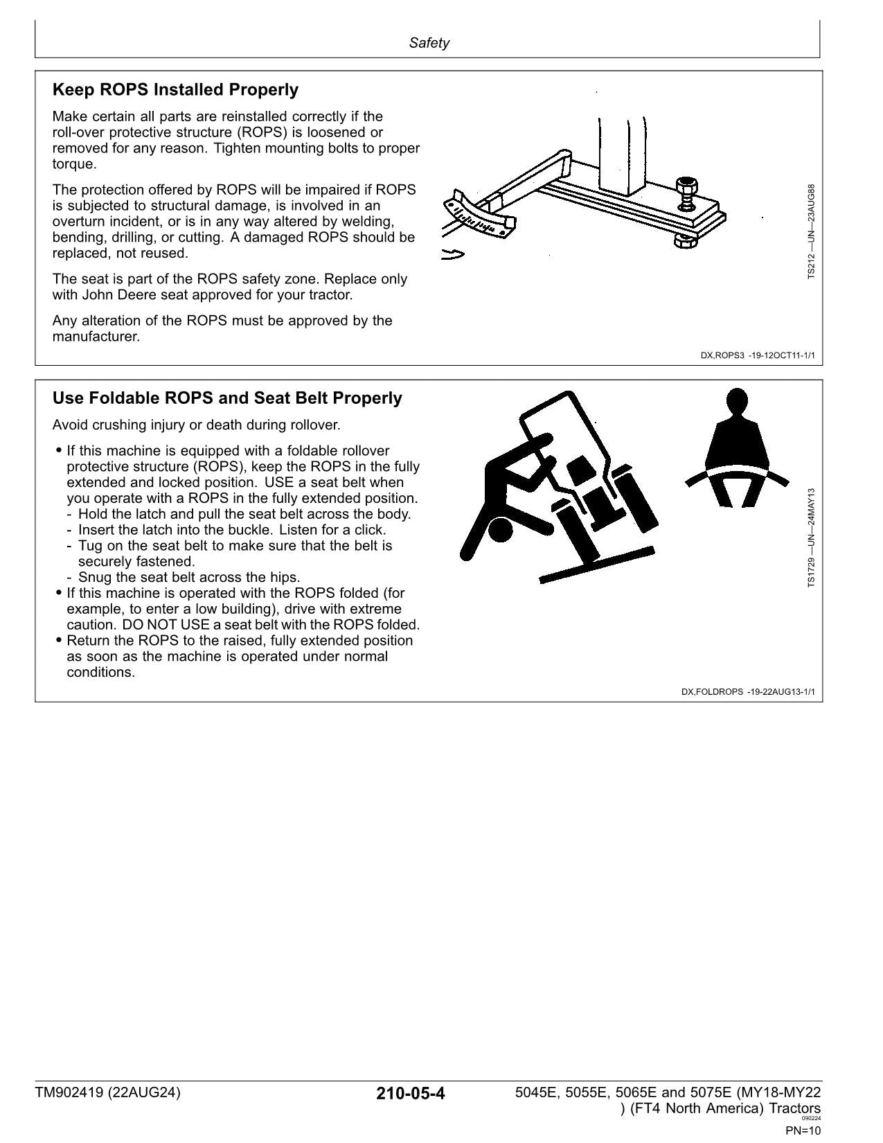 JOHN DEERE 5045E 5065E 5055E 5075E FT4 TRACTOR OPERATION TEST MANUAL MY18-