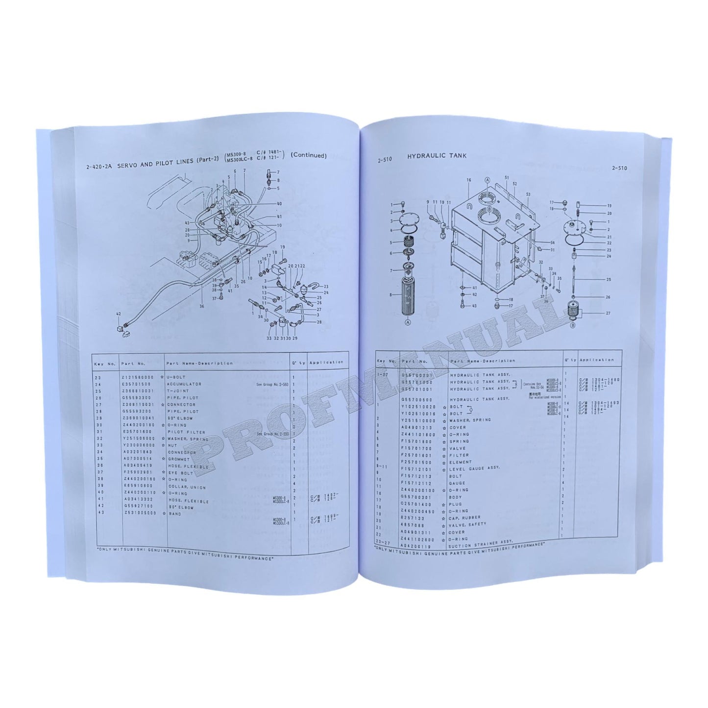 Caterpillar MS300LC 8 MS300LCS 8 Mitsubishi Excavator Parts Catalog Manual