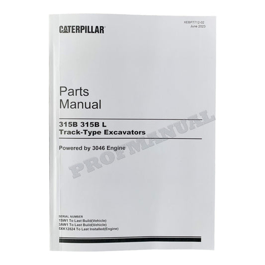 Caterpillar Cat 315B 315BL Track Type Excavator Parts Catalog Manual