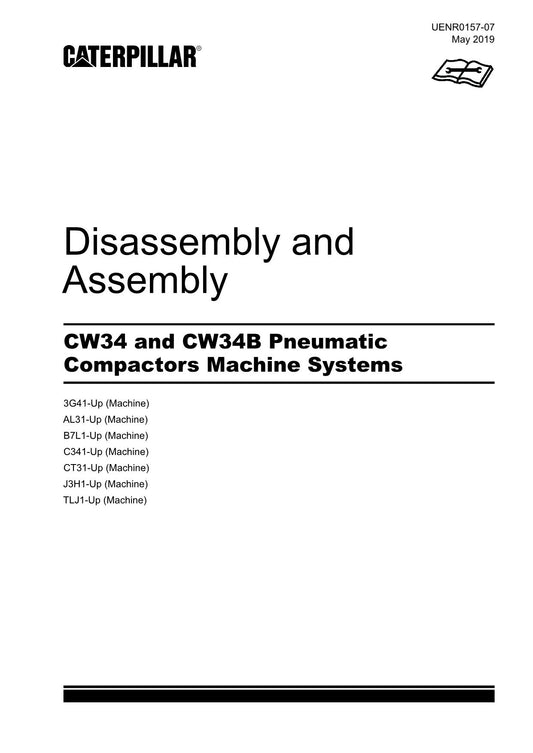 Caterpillar CW34 CW34B Compactor Disassembly Assembly Service Manual