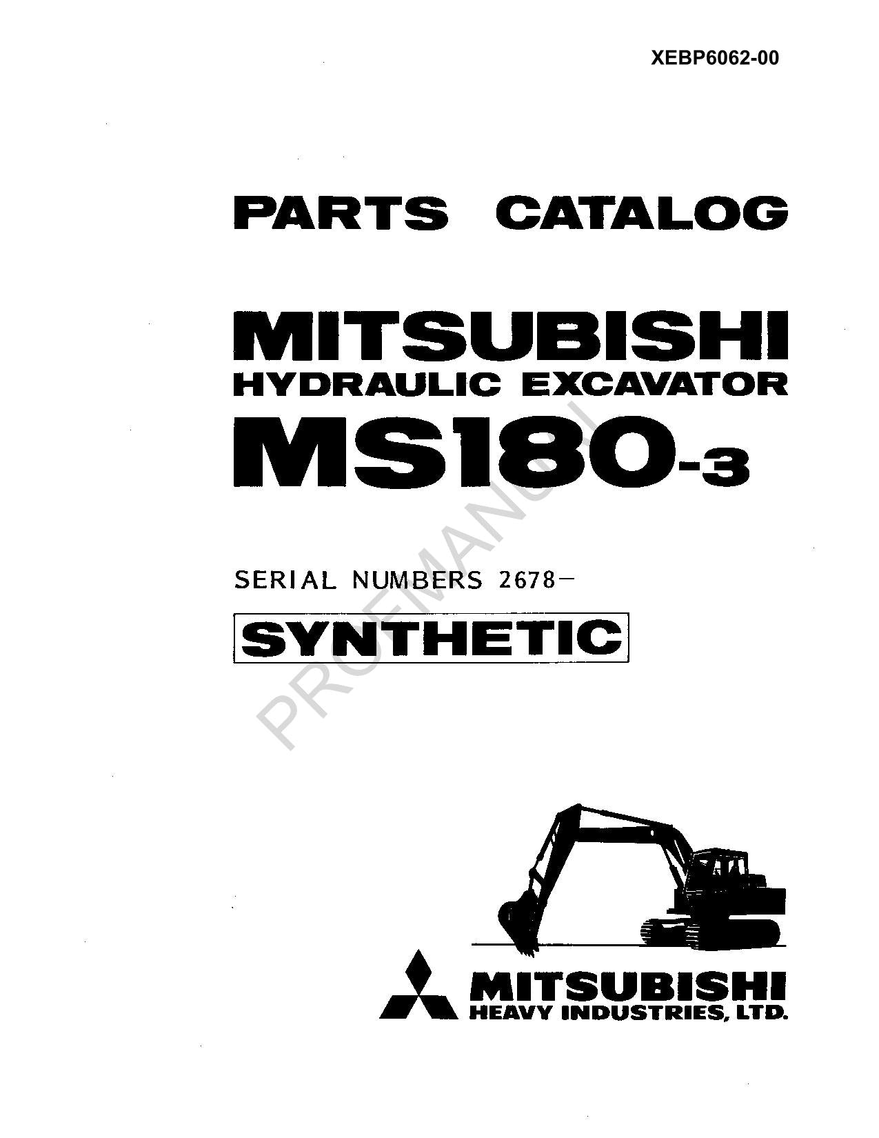 Caterpillar MS180 3 Mitsubishi Hydraulic Excavator Parts Catalog Manual 2678-Up