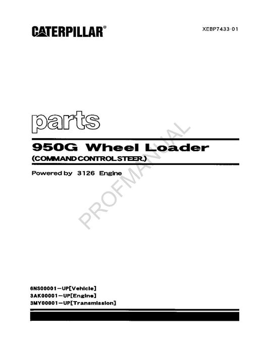 Caterpillar Cat 950G Wheel Loader Command Control Parts Catalog Manual XEBP7433