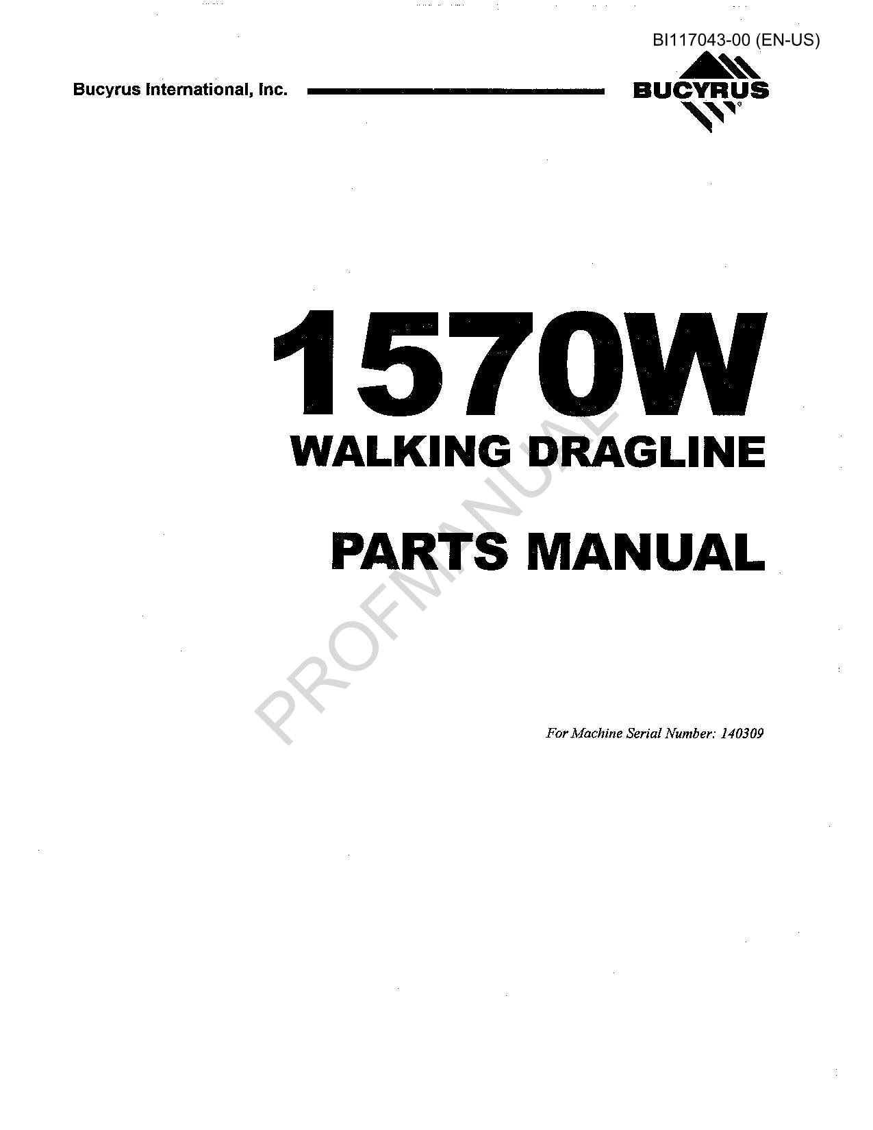 Caterpillar 1570W Walking Dragline Underground Longwall Teilekatalog Handbuch