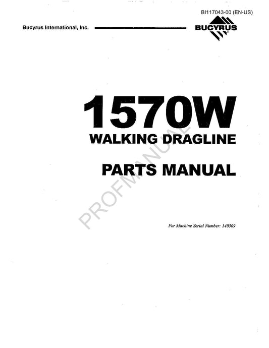 Caterpillar 1570W Walking Dragline Underground Longwall Teilekatalog Handbuch