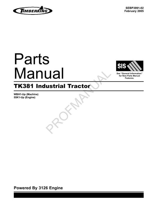 Caterpillar TK381 Industrial Loader Parts Catalog Manual