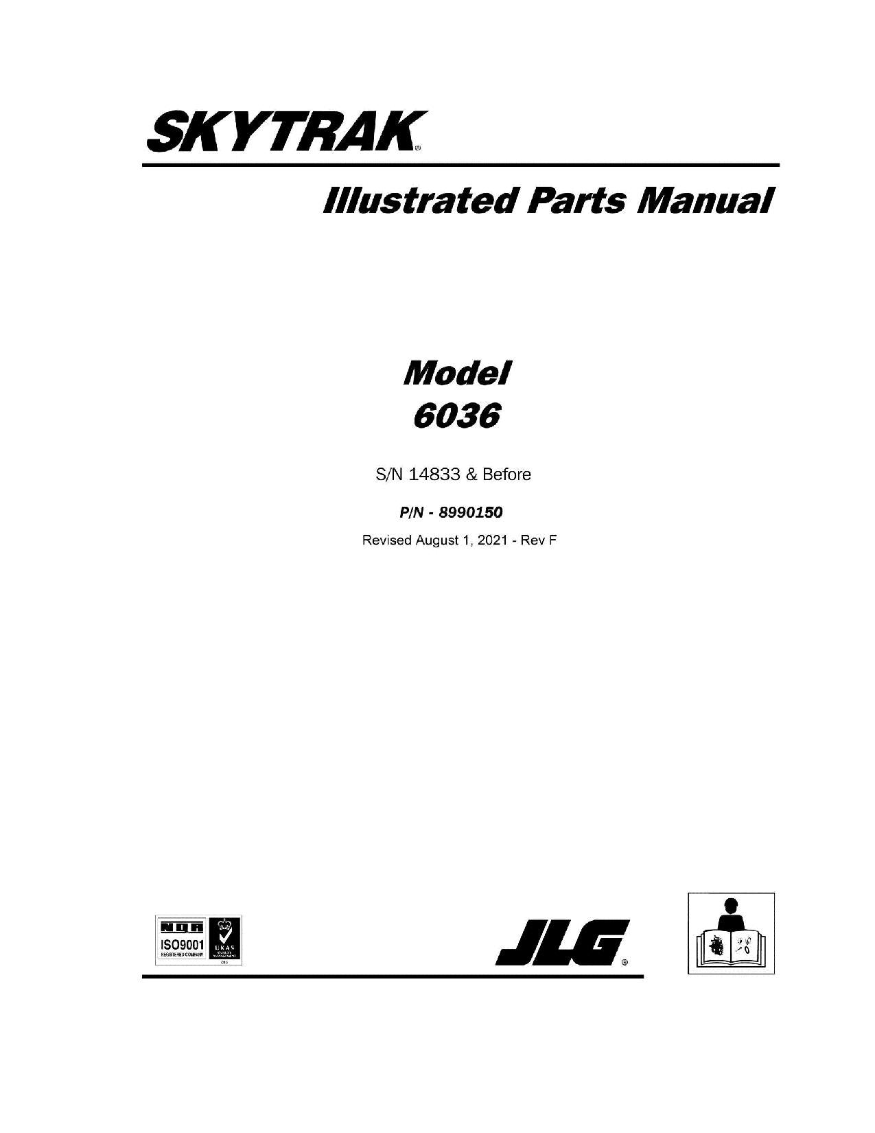 SKYTRAK 6036 Telehandler Parts Catalog Manual Prior to 14833