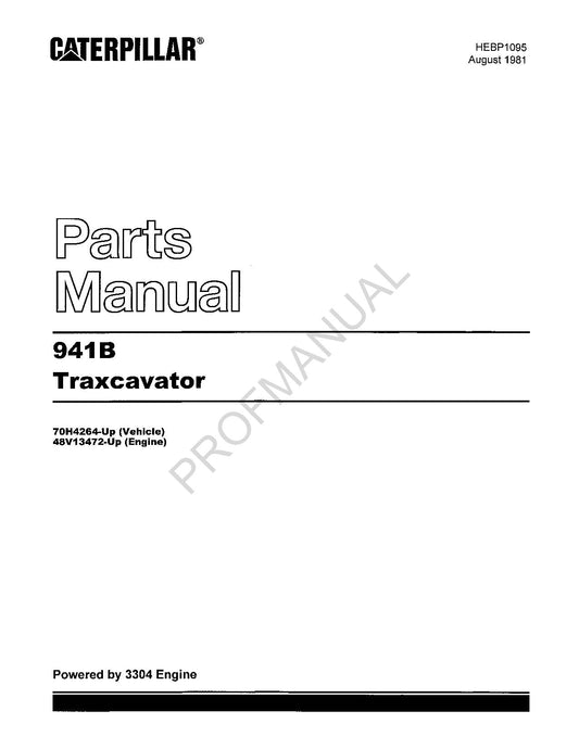 Caterpillar Cat 941B Traxcavator Parts Catalog Manual HEBP1095