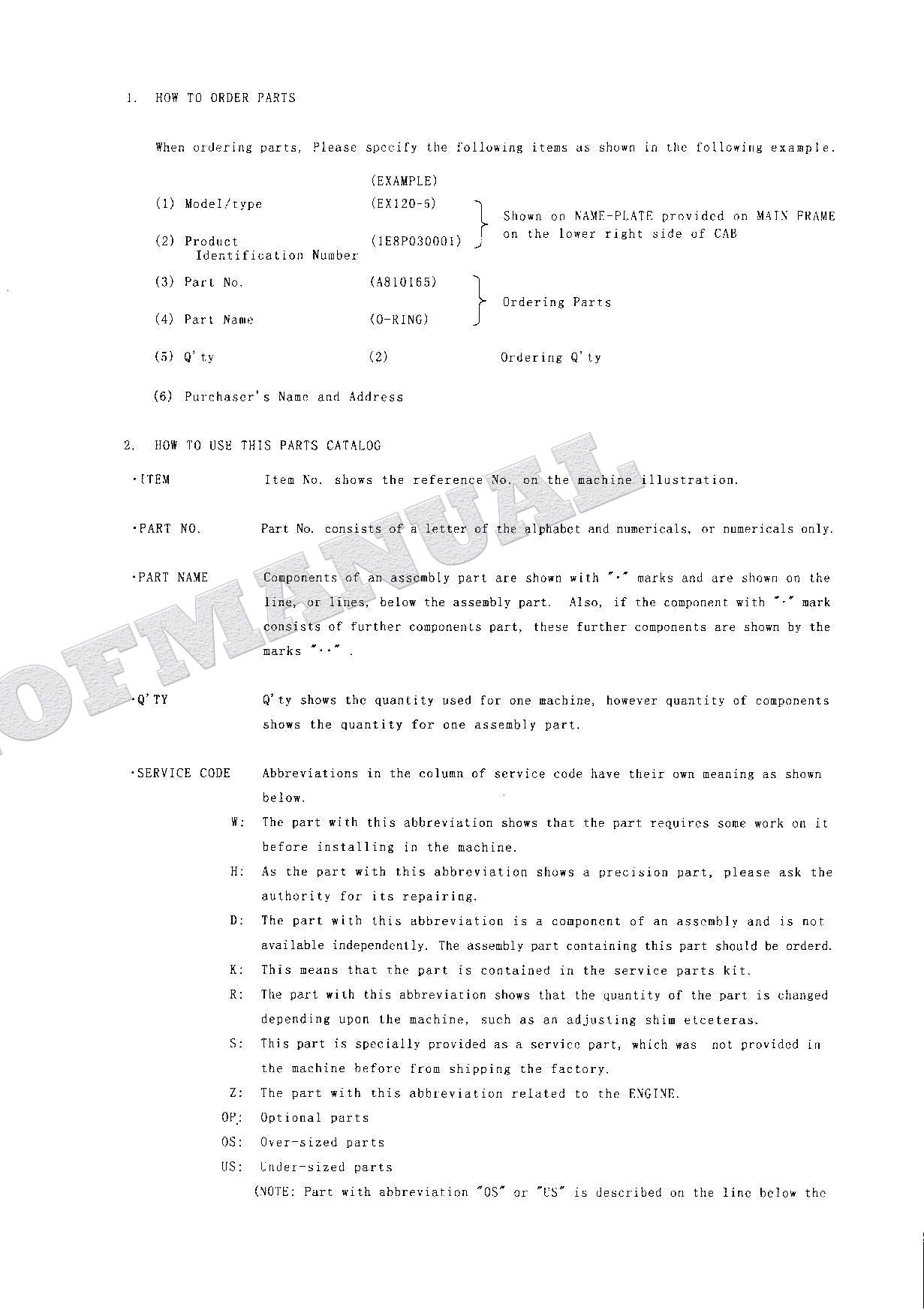 HITACHI EX120-5 EX130H-5 Excavator Parts Catalog Manual