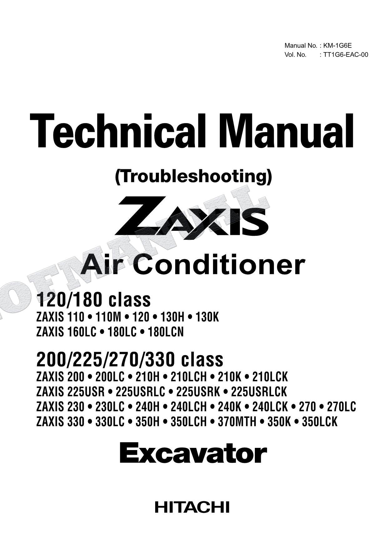 HITACHI ZX270 ZX330 Air Condit Excavator Service manual Troubleshoot