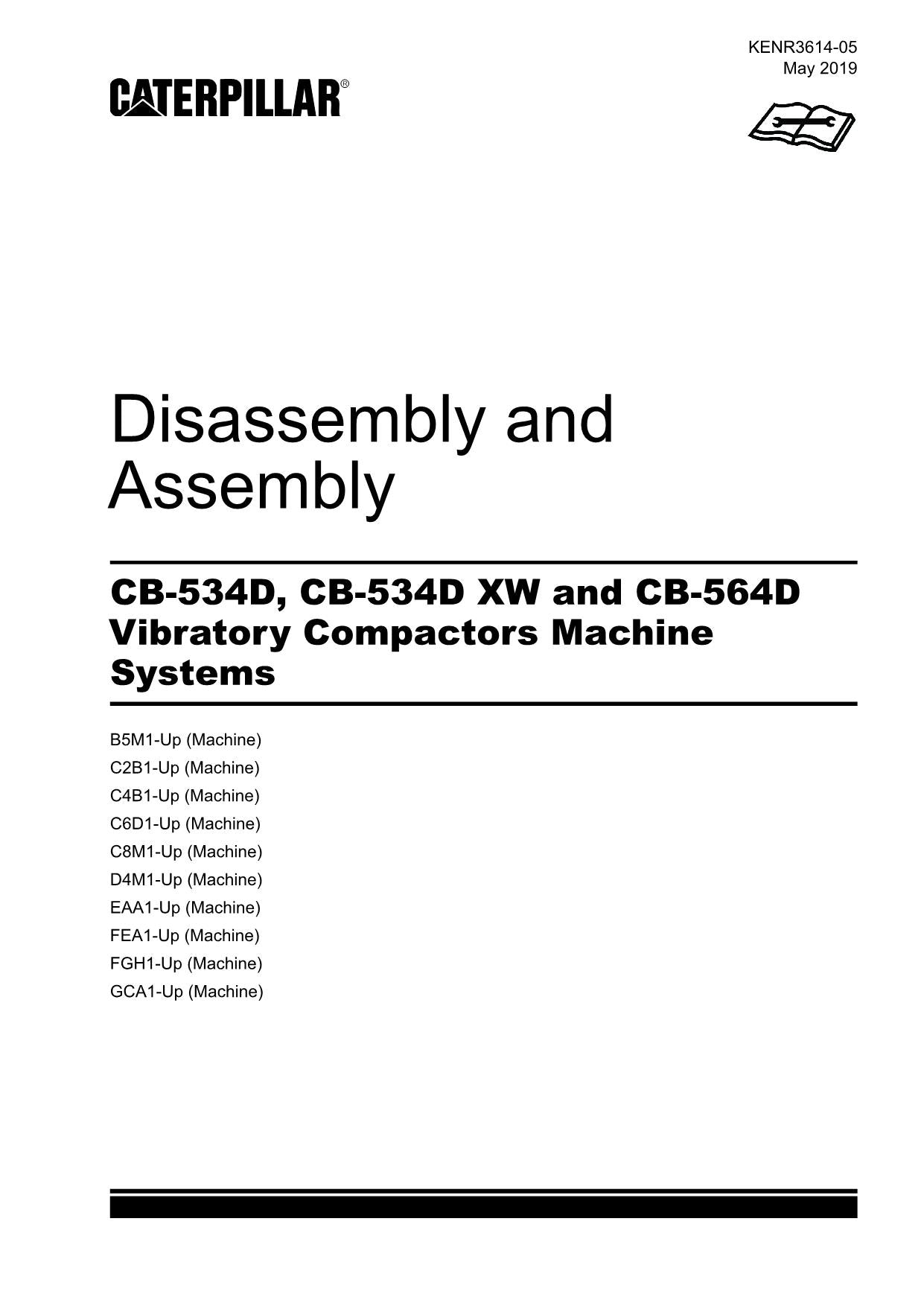 Caterpillar Cat CB-534D Compactor Disassembly Assembly Service Manual