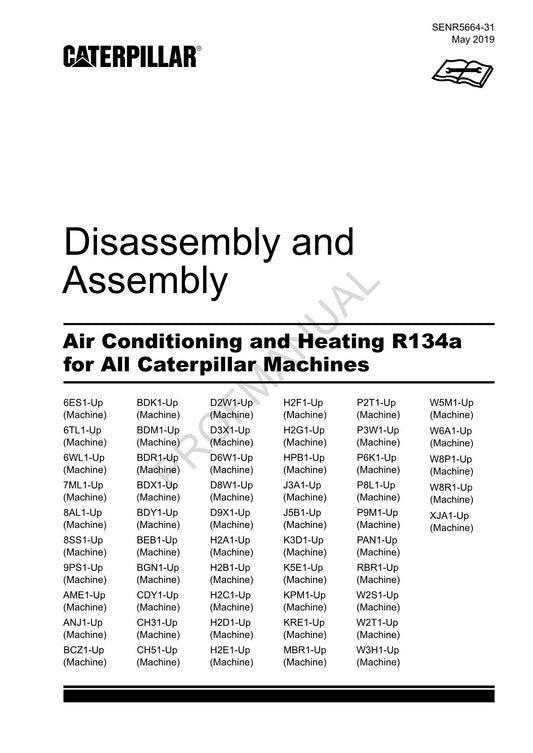 Caterpillar Klimaanlage R134a Maschine Demontage Montage Servicehandbuch