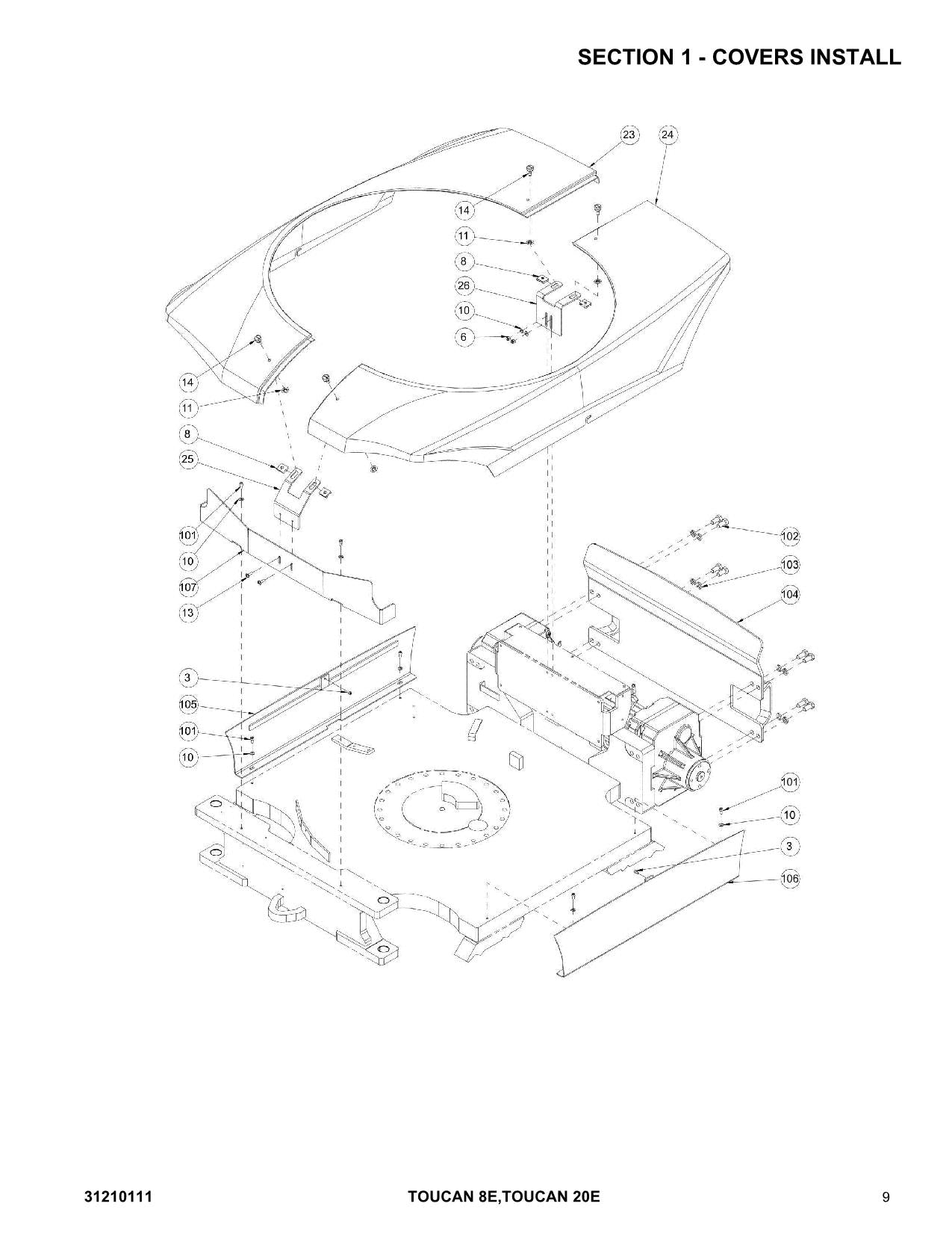 TOUCAN 20E 8E Vertical Lift Parts Catalog Manual 31210111 Multi language