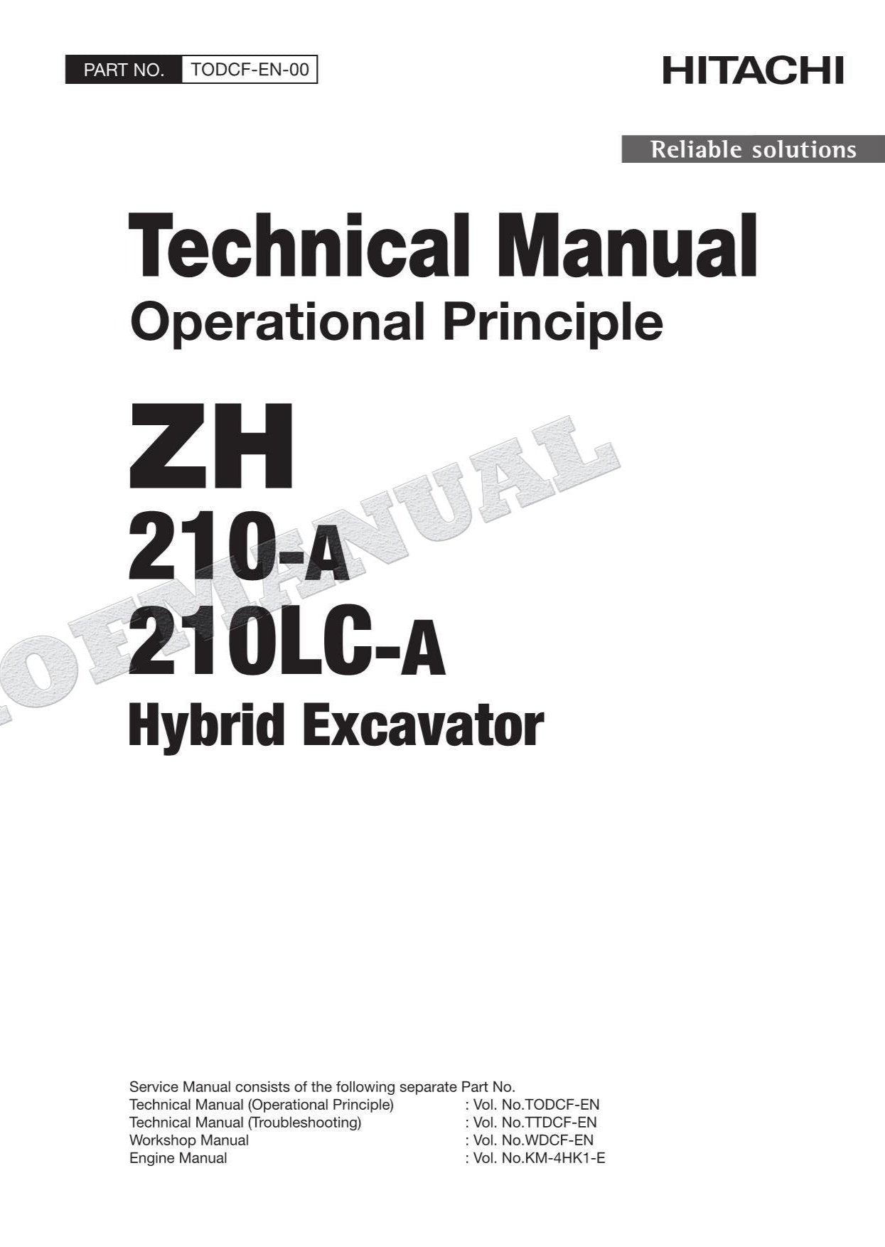 HITACHI ZH210-A ZH210LC-A Hybrid Excavator Service Manual Operational Principle