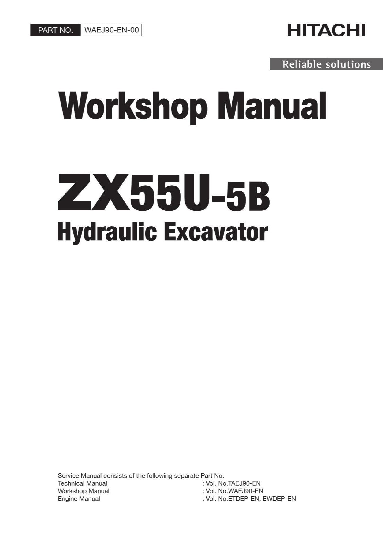 Hitachi ZX55U-5B Excavator Workshop Service Repair manual