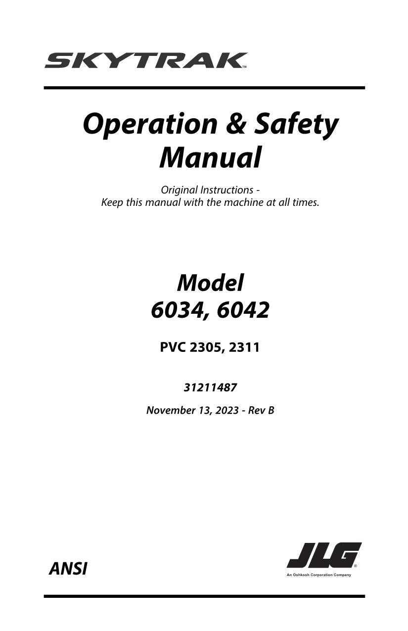 SKYTRAK 6034 6042 Telehandler Maintenance Operation Operators Manual 31211487