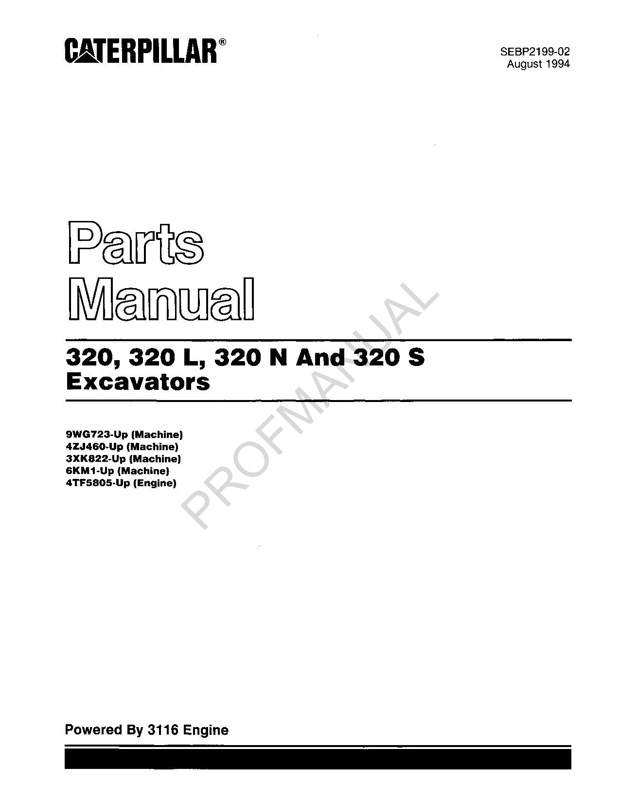 Manuel du catalogue des pièces détachées pour excavatrices Caterpillar Cat 320 320 L 320 N 320 S