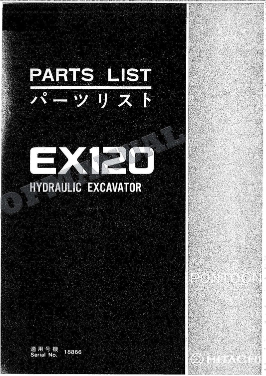 HITACHI EX120 Excavator Parts Catalog Manual SN 18866