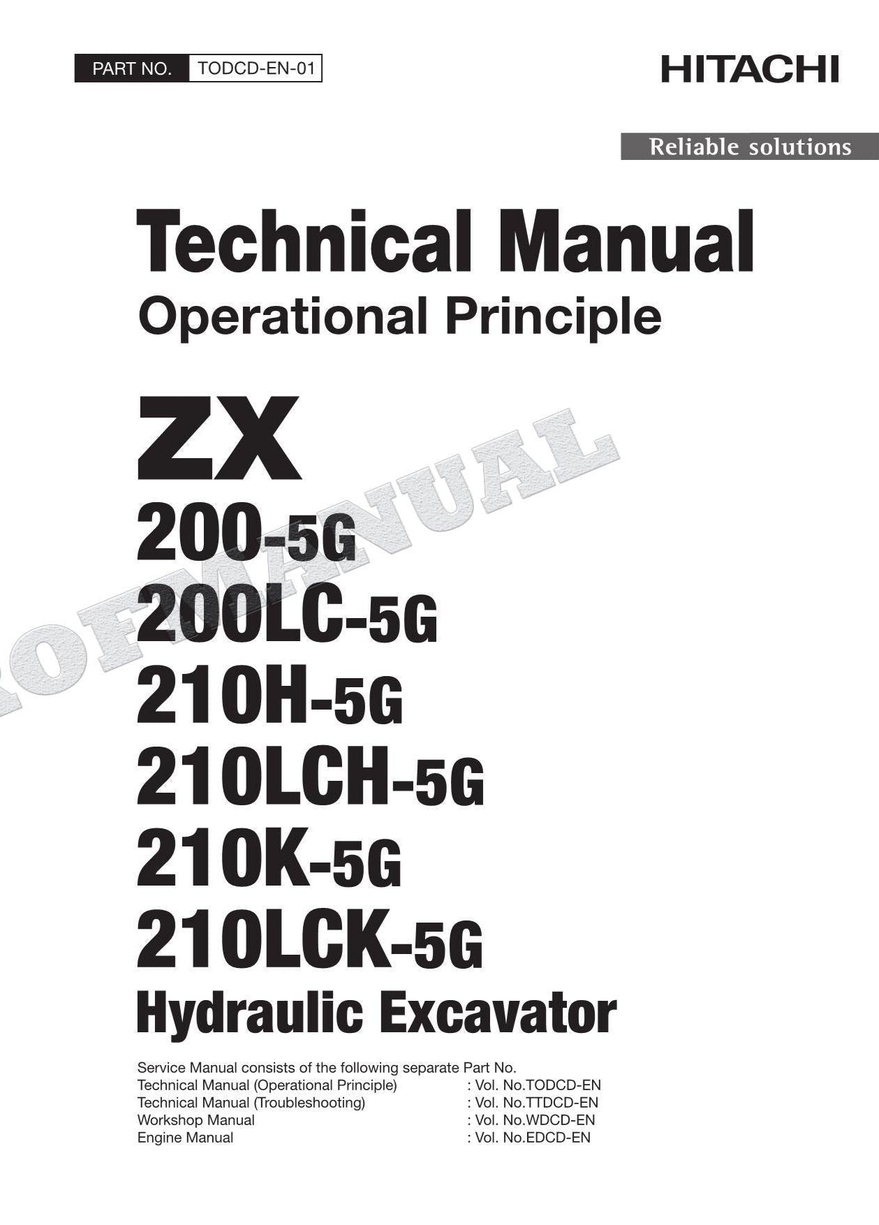 HITACHI ZX210LCK-5G Excavator Service Manual Operational Principle