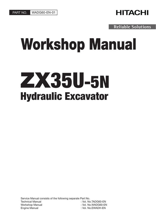 Hitachi ZX35U-5N Excavator Workshop Service Repair manual WADG60-EN-01