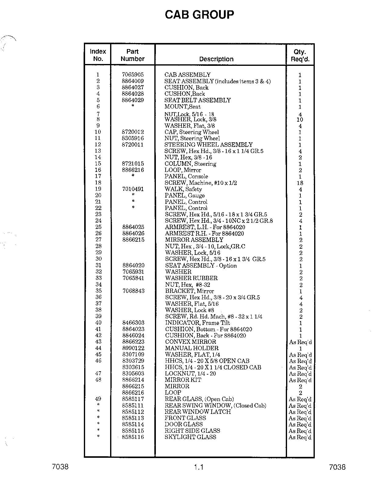 SKYTRAK 7038 Telehandler Parts Catalog Manual