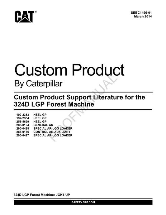 Caterpillar Custom Support Lit le manuel du catalogue des pièces de la machine forestière 324D LGP