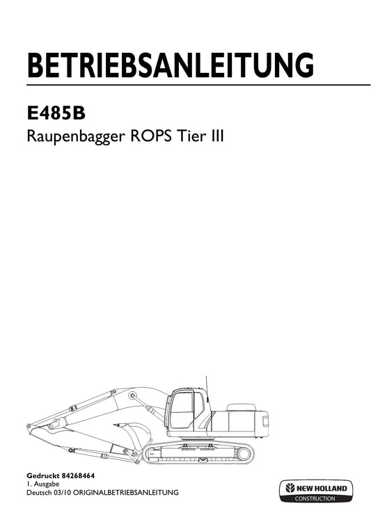 New Holland E485B Bagger Manuel d'instructions