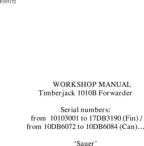 JOHN DEERE 1010B FORWARDER SERVICE REPAIR MANUAL F055172