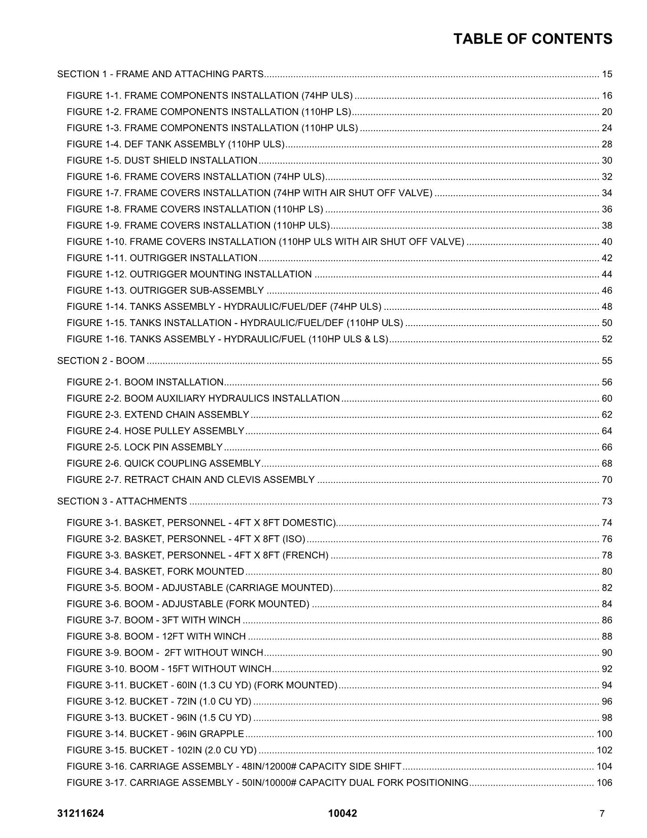 SKYTRAK 10042 Telehandler Parts Catalog Manual 31211624