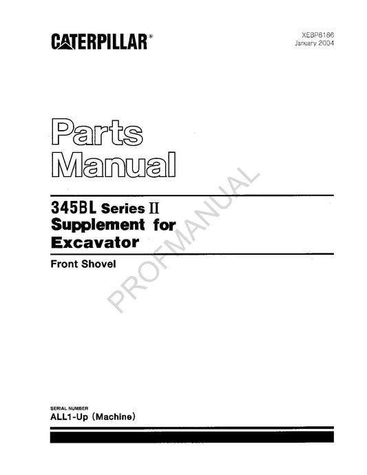 Caterpillar 345BL Series II Supplement Excavator Supplement Parts Catalog Manual