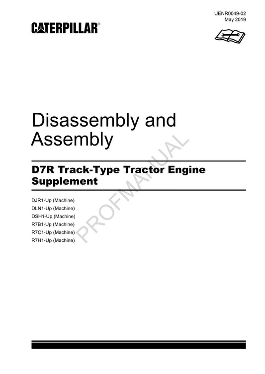 Caterpillar CAT D7R Track Tractor Engine Suppl Manual Disassembly Assem UENR0049