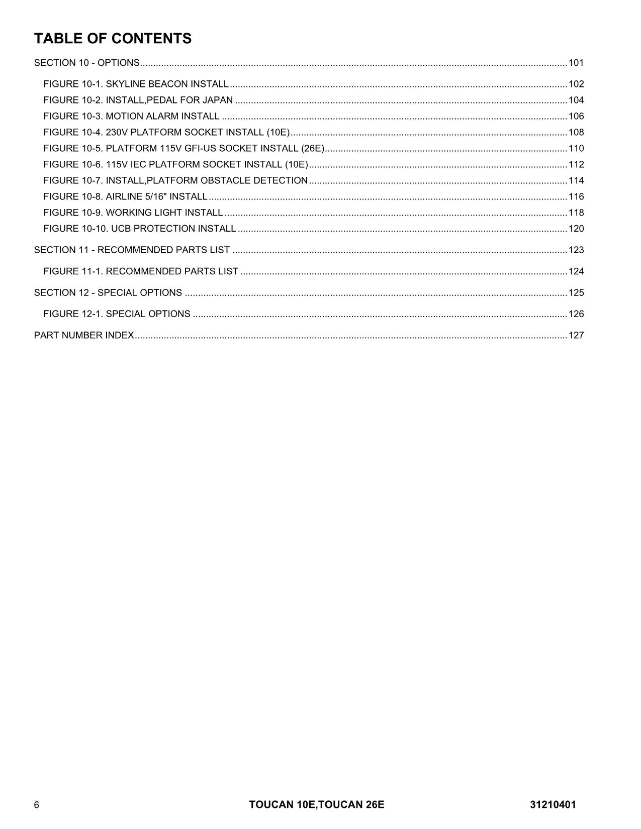 TOUCAN 10E 26E Vertical Lift Parts Catalog Manual