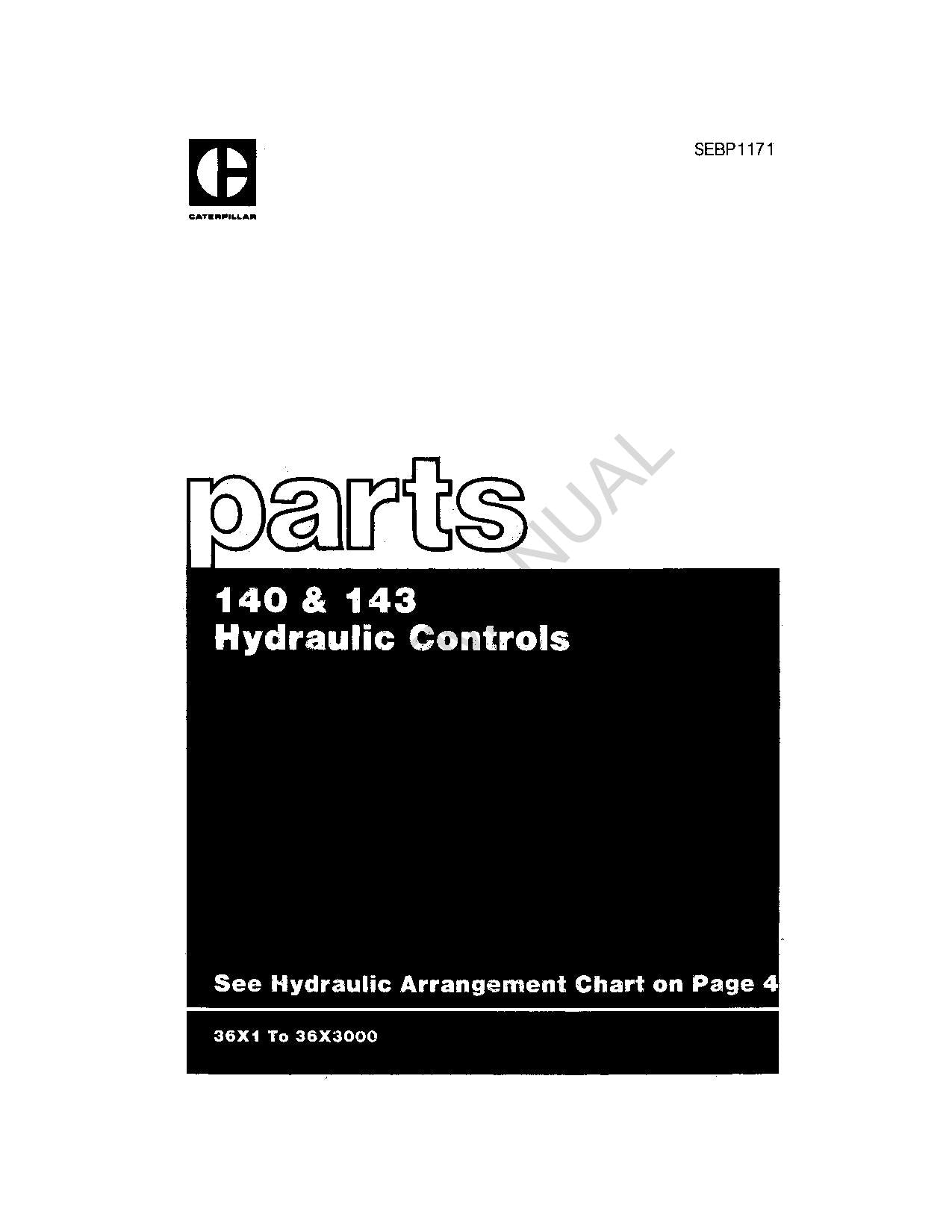 Manuel du catalogue de pièces de rechange pour commandes hydrauliques Caterpillar Cat 140 143 36X1 à 36X3000