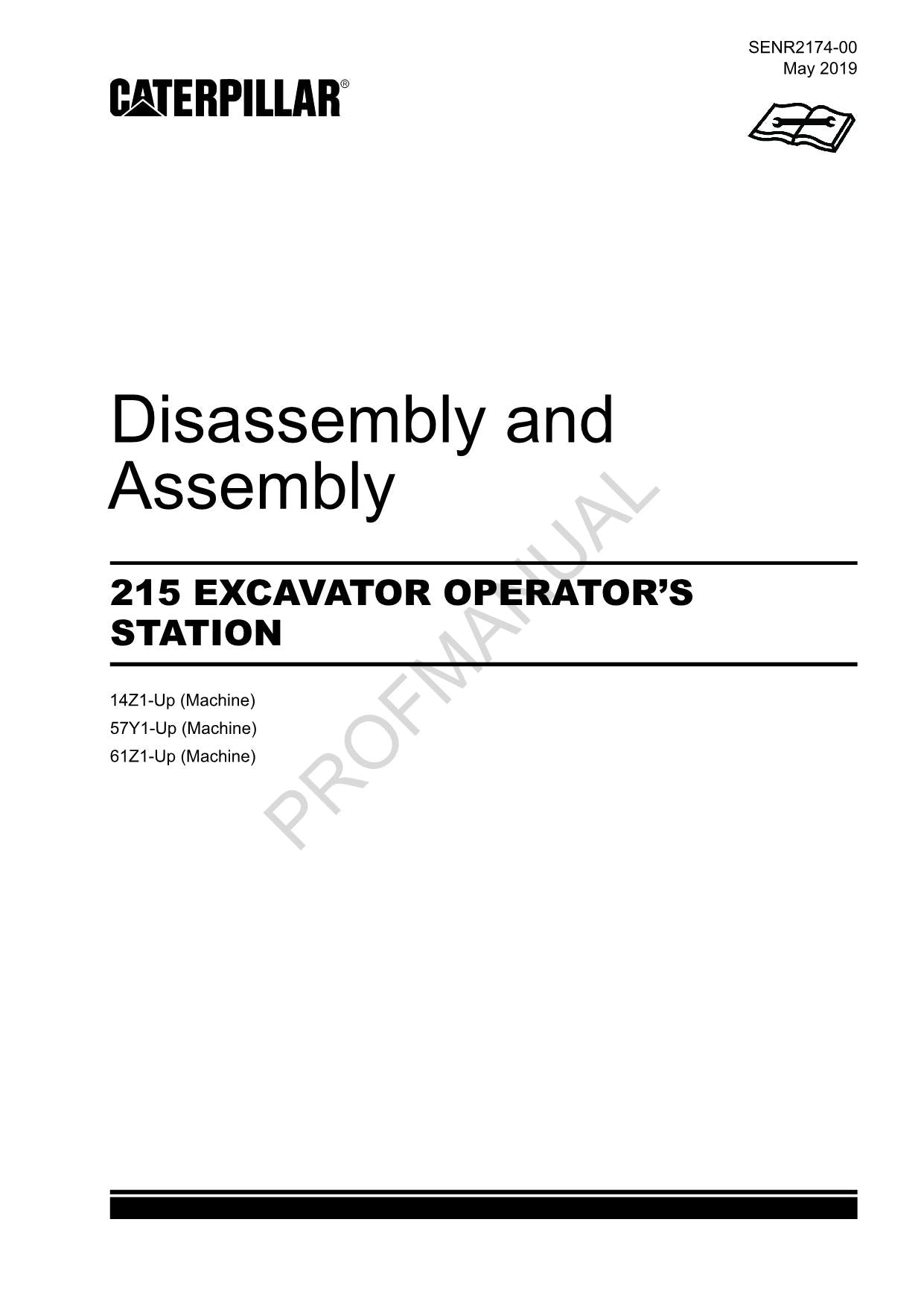 Caterpillar Cat 215 EXCAVATOR OPERATORS STATION Disassembly Assembly Manual