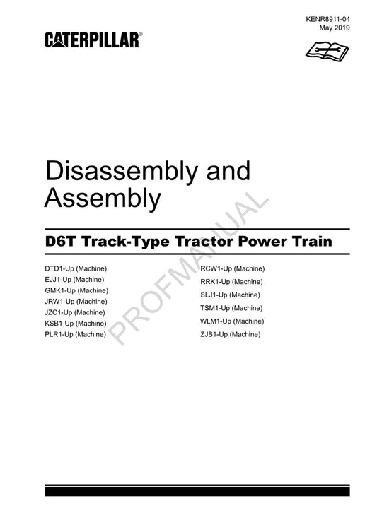 Caterpillar D6T Track Tractor Power Train Manual Disassembly Assembly KENR8911