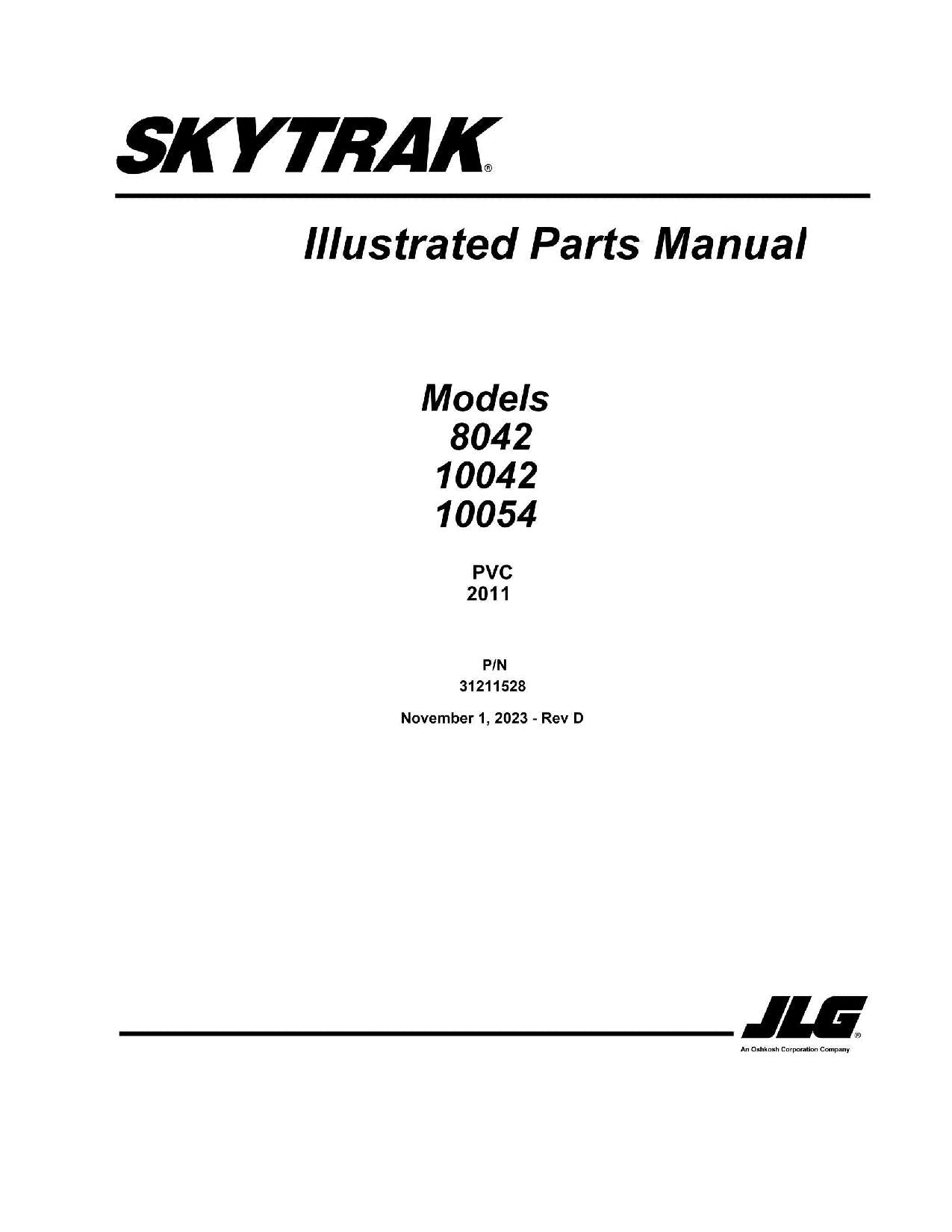 SKYTRAK 10042 10054 8042 Telehandler Parts Catalog Manual