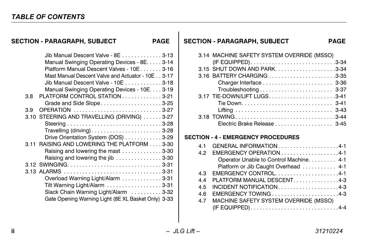 TOUCAN 10E 8E Vertical Lift Maintenance Operation Operators Manual