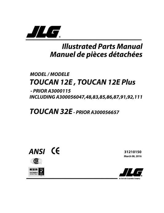 TOUCAN 12E 12E Plus 32E Vertical Lift Parts Catalog Manual 31210150 Multi lang