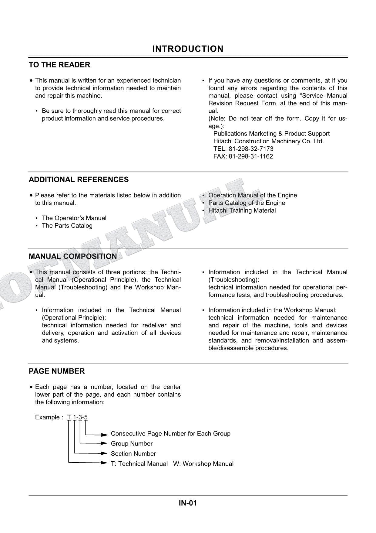 HITACHI EX300-5 EX300LC-5 EX330LC-5 EXCAVATOR Service manual Operat Principle