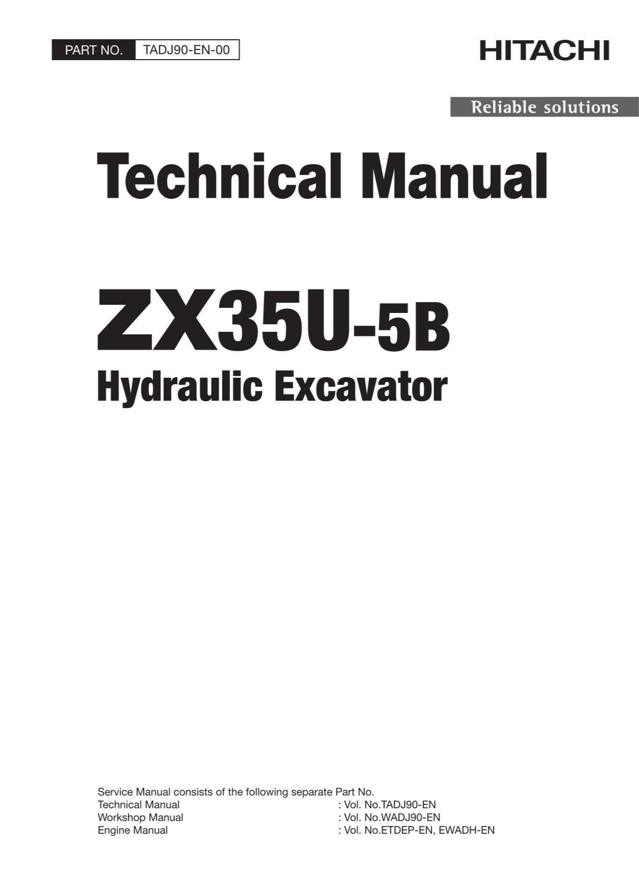 Hitachi ZX35U-5B Excavator Service Manual with Schemes